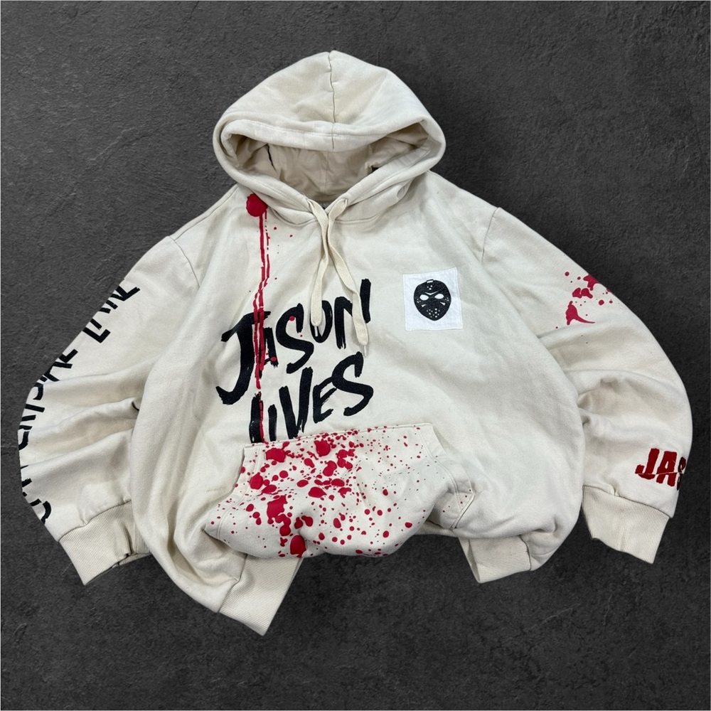 Friday The 13th Hoodie “Jason Lives” Splatter Graphics Jason Vorhees Men’s XL